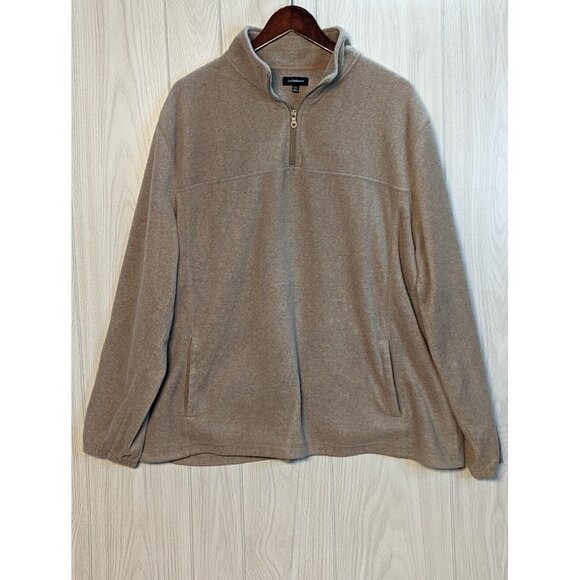 Croft & Barrow Fleece Sweater Mens 2XL Quarter Zip Long Sleeve Sweatshirt Brown - Picture 1 of 6